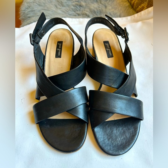 Paul Green Shoes - Paul Green Black Strappy Sandals Heels Women's Shoes Size 5 UK  7.5/8 US